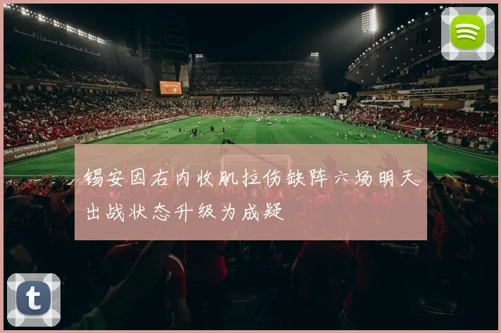锡安因右内收肌拉伤缺阵六场明天出战状态升级为成疑